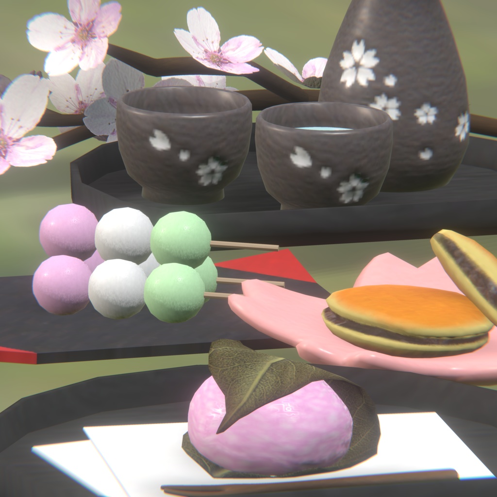 さくら満開!春のお花見セット(お花見弁当、和菓子、提灯)52点