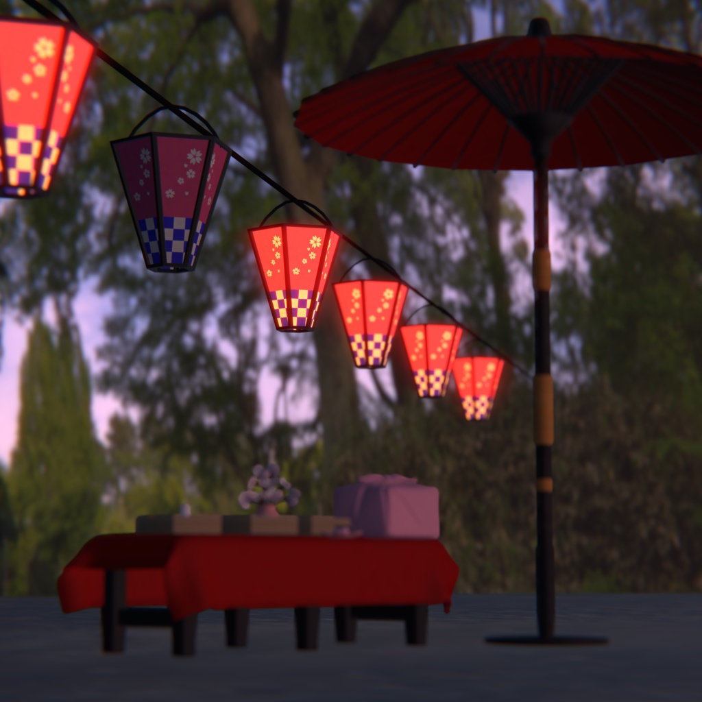 さくら満開!春のお花見セット(お花見弁当、和菓子、提灯)52点