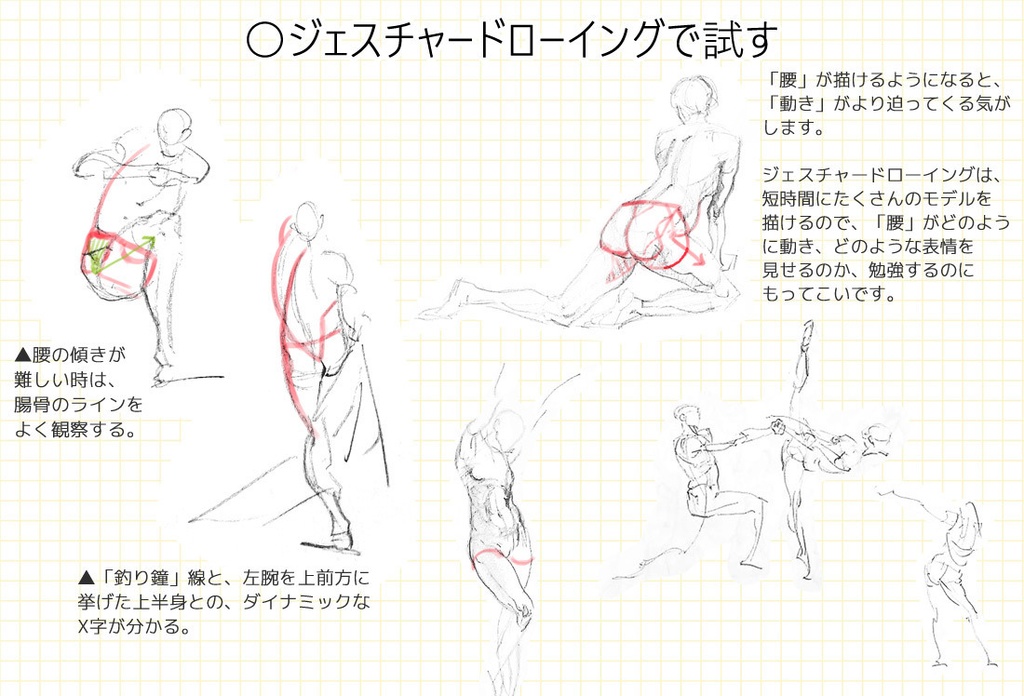 つながりを意識した腰の描き方