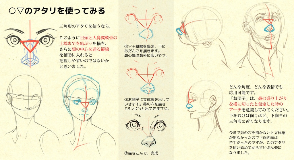 今日から鼻を描くのが少し楽しくなるアタリの描き方