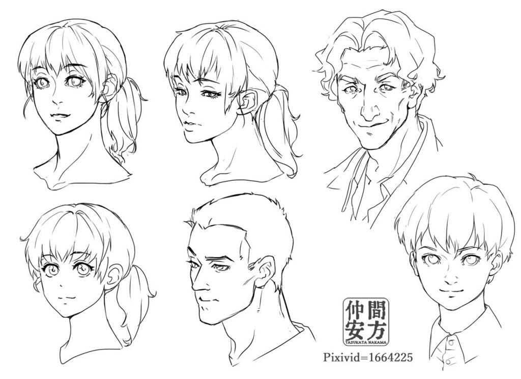 質問への回答と補足ー斜め顔を描く際のアタリ補助円の変形/正面から見た鼻の高低の描き分け