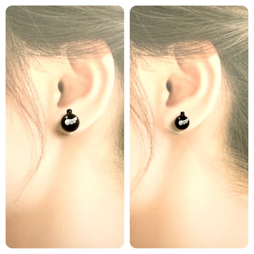 羽爆弾の耳飾り(ピアス、イヤリング)