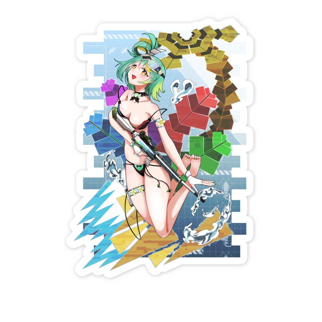 【非公式】ぷわぷわぽぷら水着スマホステッカー