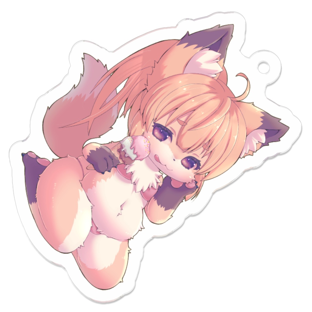 ぽちゃきつねアクリルキーホルダー