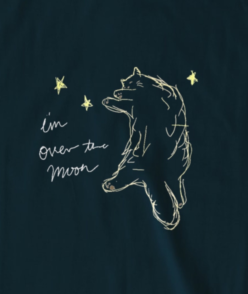 月猫 Tシャツ ''I'm over the moon!"