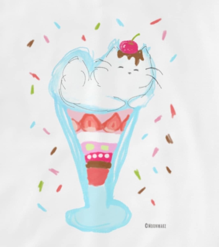 🍒パフェ猫 Tシャツ🍒白
