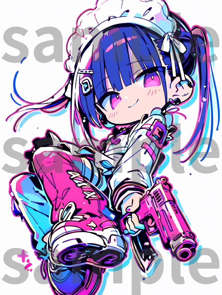 メイド×銃_(色違い3枚)