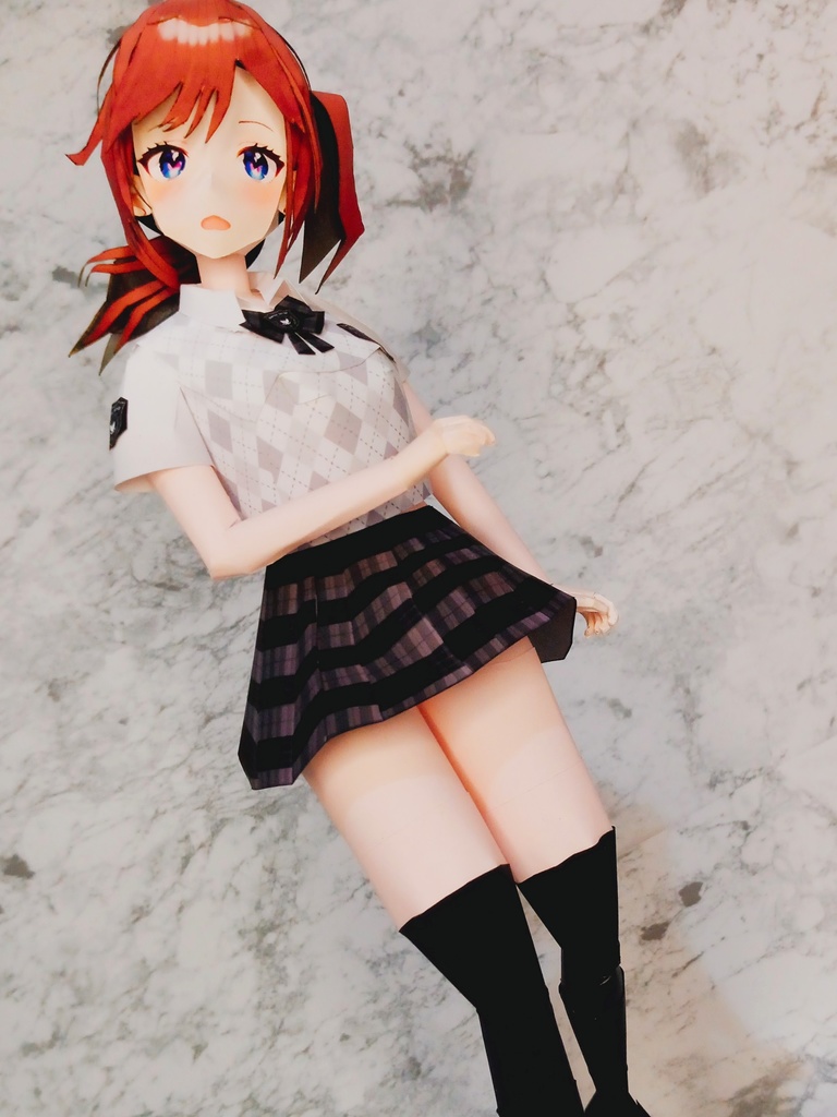 【展開図】カスタムペーパーフィギュア 制服ブレザー半袖 黒