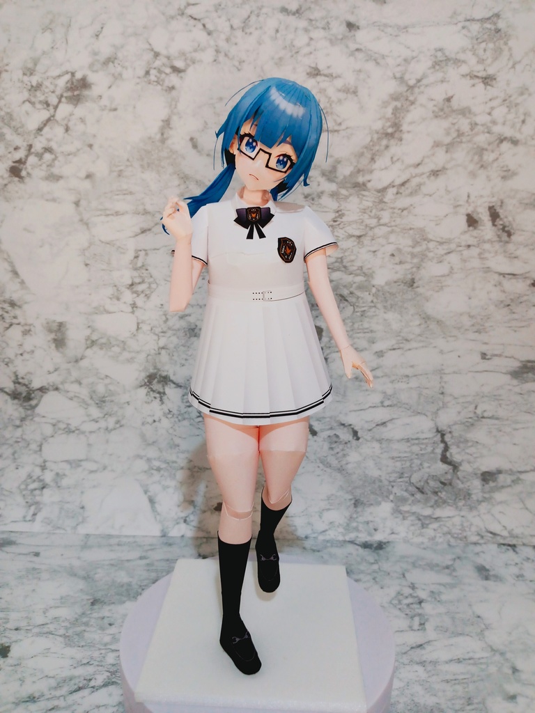【展開図】優等生メガネちゃん カスタムペーパーフィギュア ワンピース風制服半袖