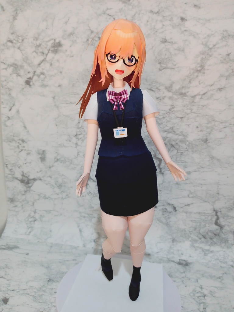 【展開図】会社の同期の天然ちゃん　カスタムペーパーフィギュア　オフィスレディー半袖