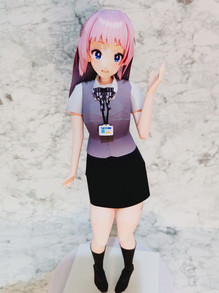 【展開図】小悪魔な後輩ちゃん　カスタムペーパーフィギュア　オフィスレディー半袖