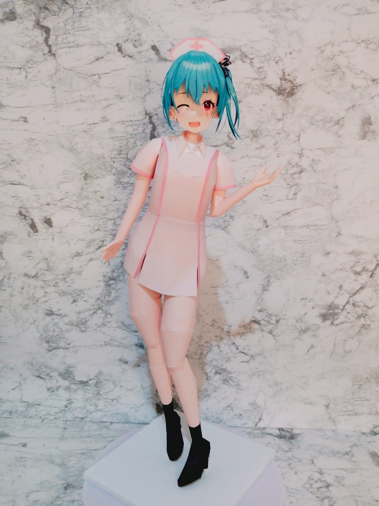 【展開図】サイドテールな看護師ちゃん カスタムペーパーフィギュア ナース半袖