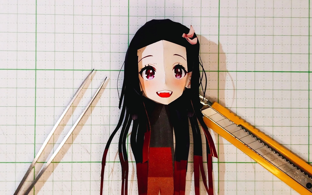 ペーパークラフト【無料DL】竈門禰豆子(鬼滅の刃) お顔のみサンプル