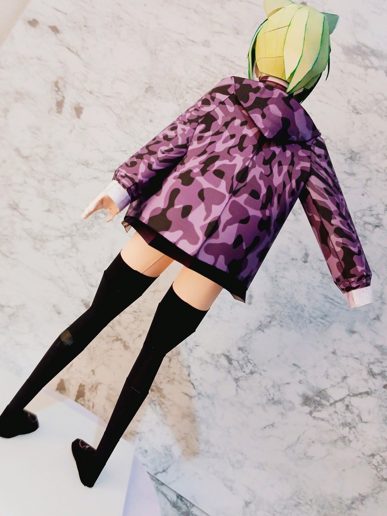 ペーパークラフト【無料DL】オリジナル美少女フィギュア ケモ耳好き必見ちゃん