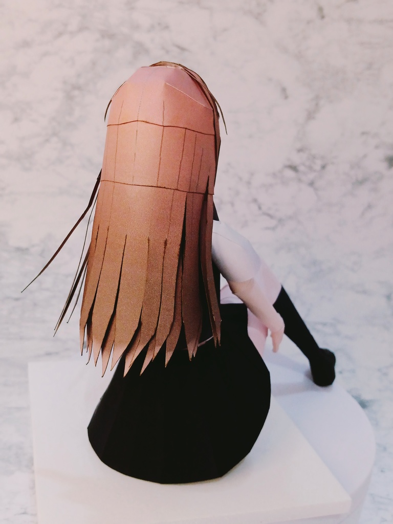 【展開図】いたずら笑顔体育座りちゃん カスタムペーパーフィギュア ブレザー半袖 黒