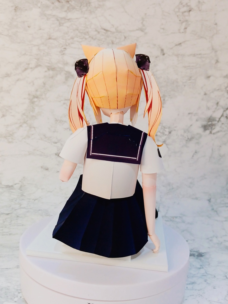 ペーパーフィギュア【無料DL】オリジナル美少女フィギュア お座りけもみみちゃん