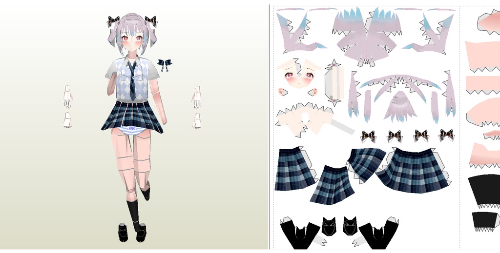 ペーパーフィギュア【無料DL】オリジナル美少女フィギュア ハートな瞳ちゃん