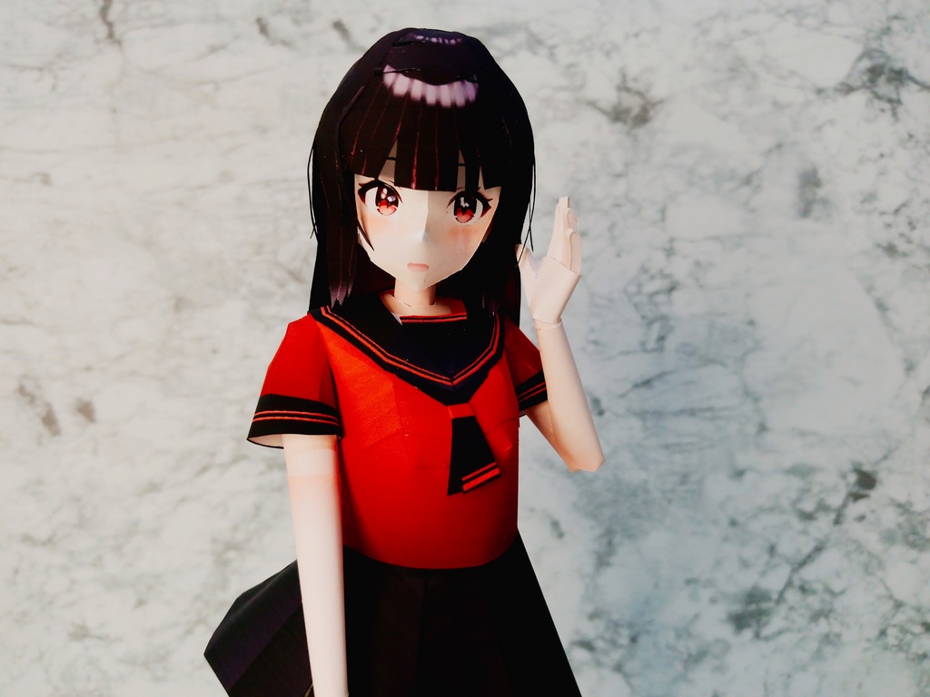 ペーパーフィギュア【無料DL】オリジナル美少女フィギュア 黒髪姫カットちゃん