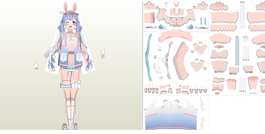 ペーパーフィギュア【無料DL】兎田ぺこら(ホロライブ) 美少女フィギュア