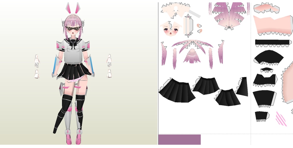 ペーパーフィギュア【無料DL】オリジナル美少女フィギュア 変身ヒロインメカスーツちゃん