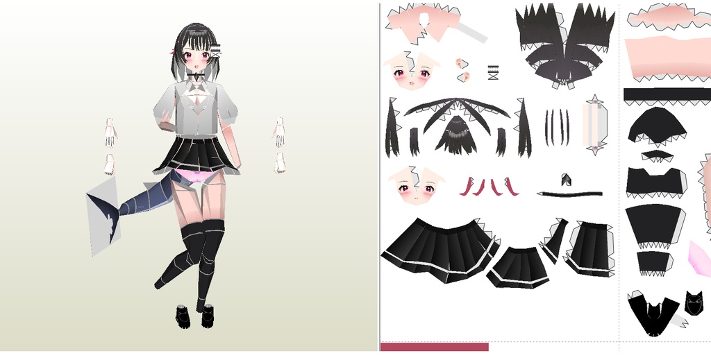 ペーパーフィギュア【無料DL】エレン・ジョー 制服Ver(ゼンレスゾーンゼロ) 美少女フィギュア