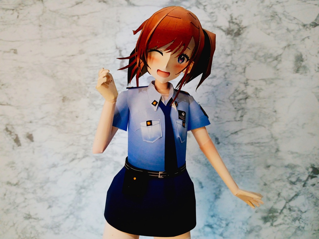 ペーパーフィギュア【無料DL】オリジナル美少女フィギュア ミニスカ警察官ちゃん