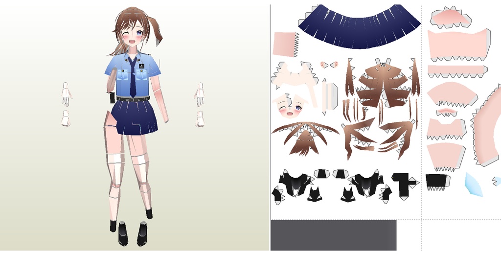 ペーパーフィギュア【無料DL】オリジナル美少女フィギュア ミニスカ警察官ちゃん