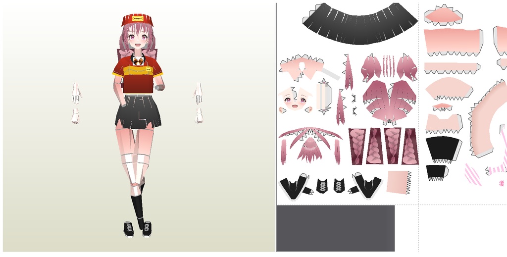 ペーパーフィギュア【無料DL】オリジナル美少女フィギュア ファーストフード店員ちゃん