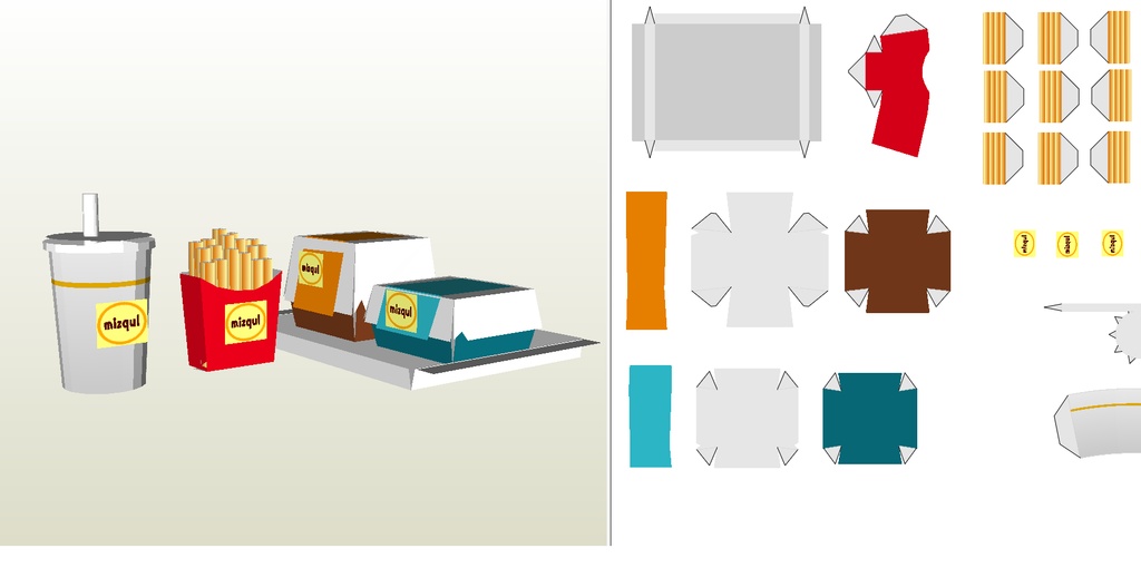 ペーパーフィギュア【無料DL】オリジナル美少女フィギュア ファーストフード店員ちゃん