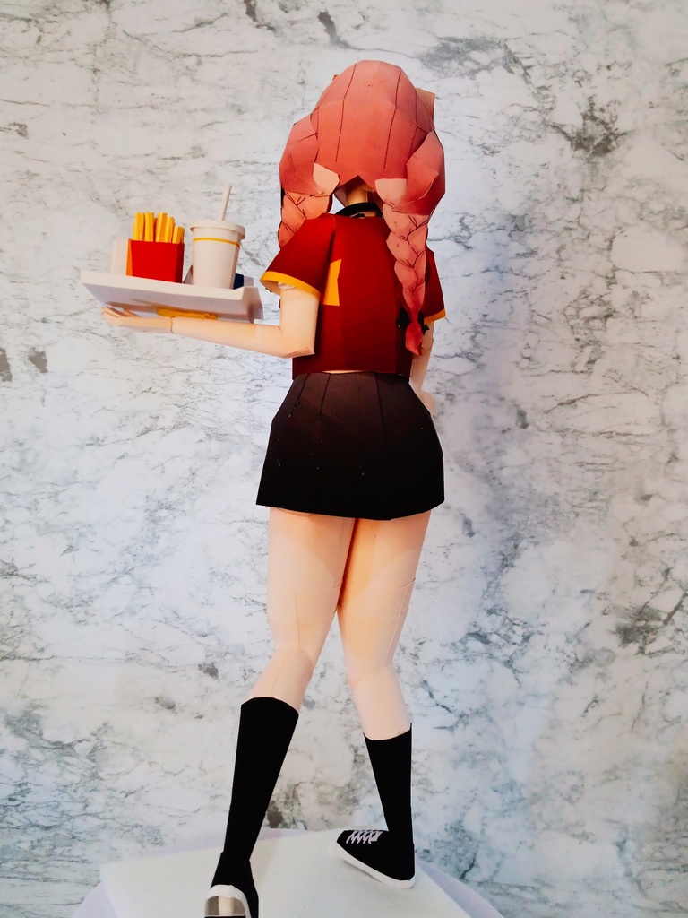 ペーパーフィギュア【無料DL】オリジナル美少女フィギュア ファーストフード店員ちゃん