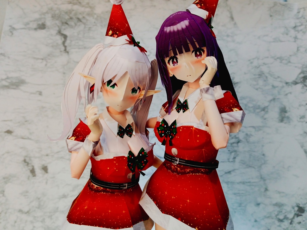 ペーパーフィギュア【無料DL】フリーレン&フェルン サンタ服Ver(葬送のフリーレン) 美少女フィギュア