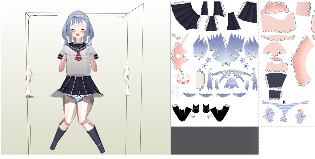 ペーパーフィギュア【無料DL】オリジナル美少女フィギュア にっこりWピースちゃん