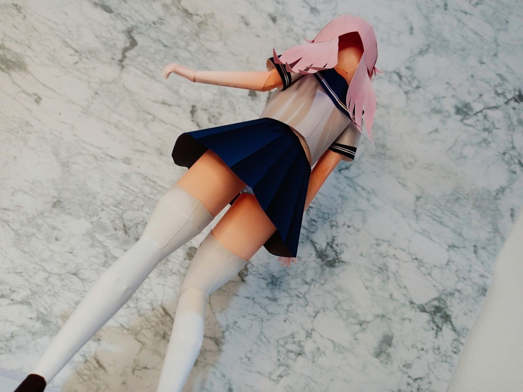 ペーパーフィギュア【展開図】オリジナル美少女フィギュア 結構前に作ったピンク髪ちゃん