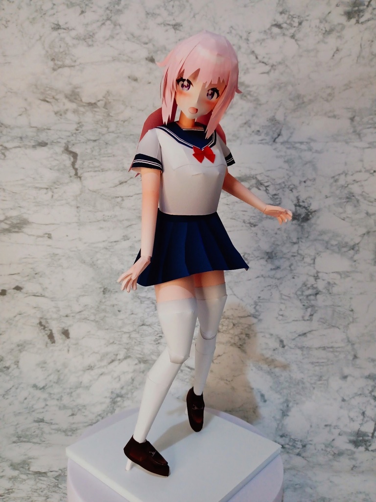 ペーパーフィギュア【展開図】オリジナル美少女フィギュア　結構前に作ったピンク髪ちゃん