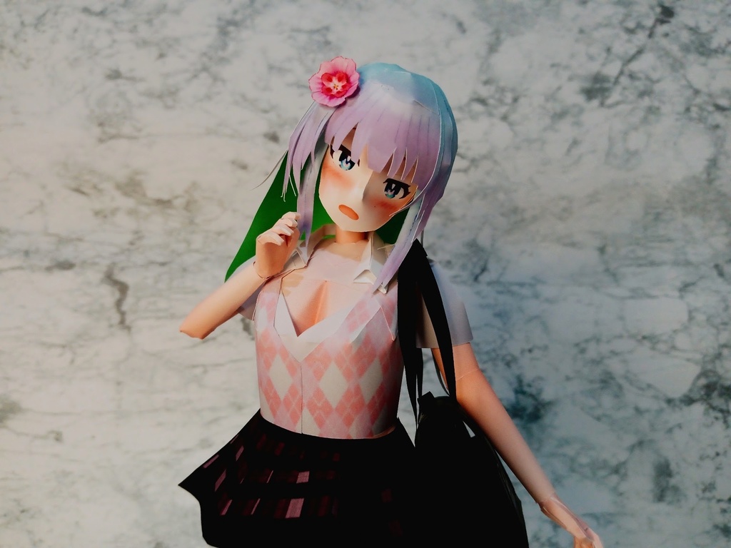 ペーパーフィギュア【展開図】オリジナル美少女フィギュア いつもの紫髪ロングちゃん