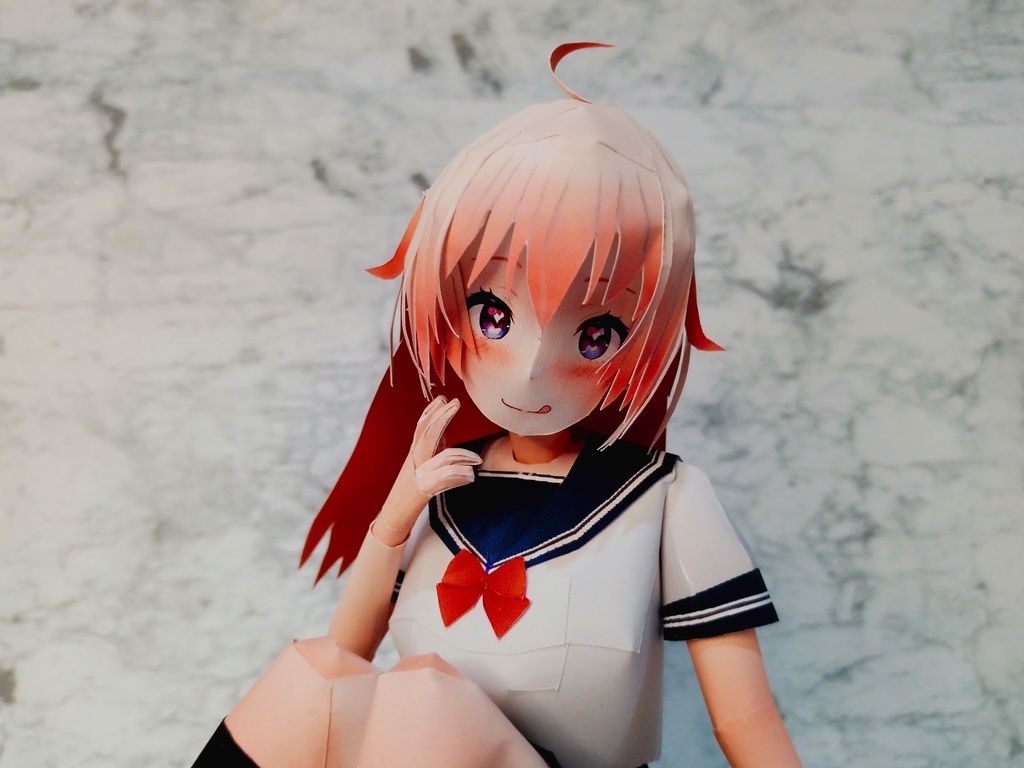 ペーパーフィギュア【展開図】オリジナル美少女フィギュア 見えそで見える制服ちゃん