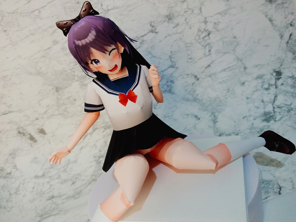 ペーパーフィギュア【展開図】オリジナル美少女フィギュア ぺたん座り限界角度ちゃん
