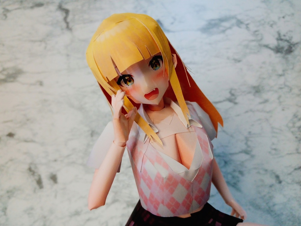 ペーパーフィギュア【展開図】オリジナル美少女フィギュア 金髪ぱっつん前髪ちゃん