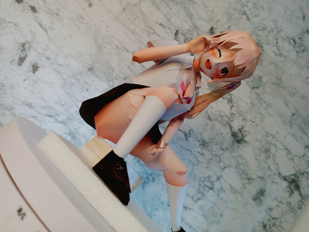 ペーパーフィギュア【展開図】オリジナル美少女フィギュア サイドテール&ウインクの破壊力ちゃん