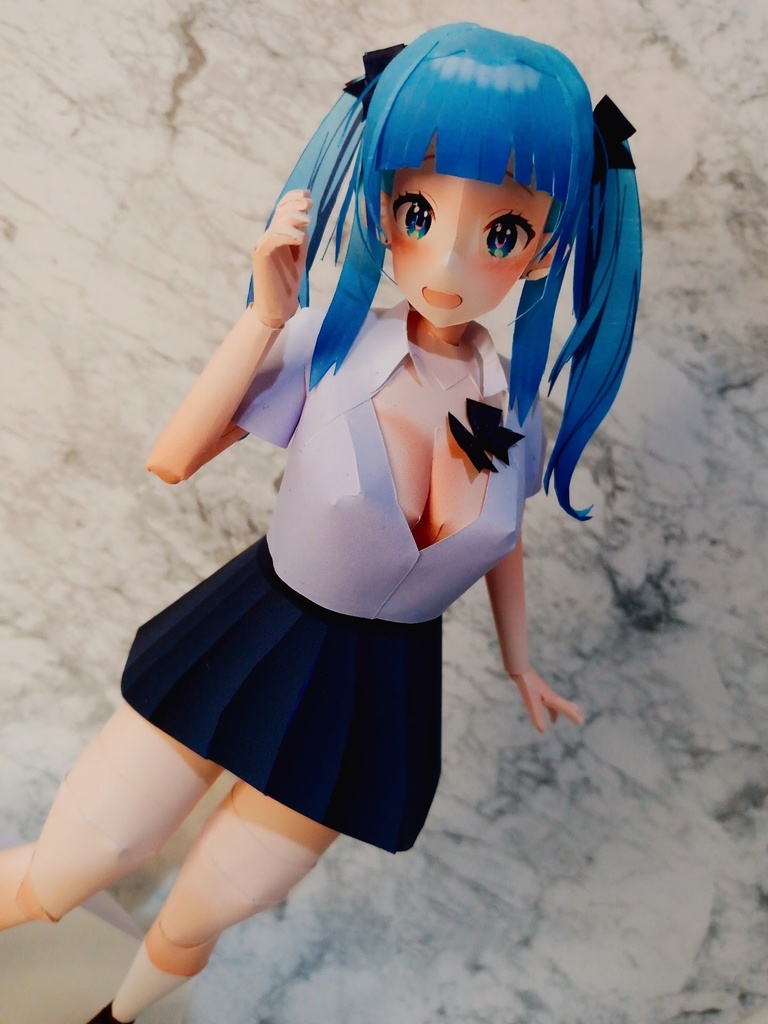 ペーパーフィギュア【展開図】オリジナル美少女フィギュア はち切れ重量感ツインテちゃん