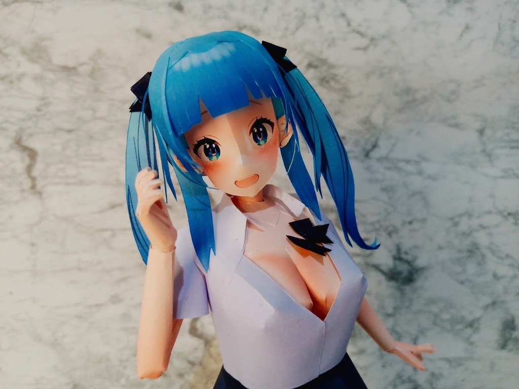 ペーパーフィギュア【展開図】オリジナル美少女フィギュア はち切れ重量感ツインテちゃん