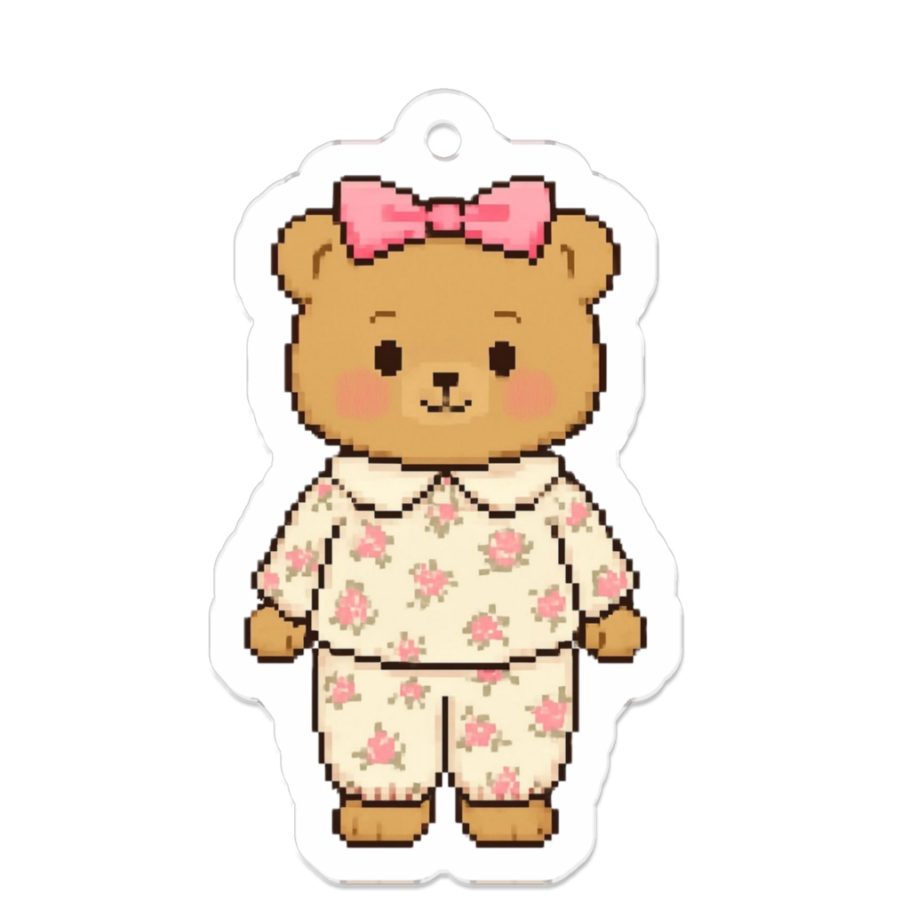 pixelテディーベアのアクリルキーホルダー
