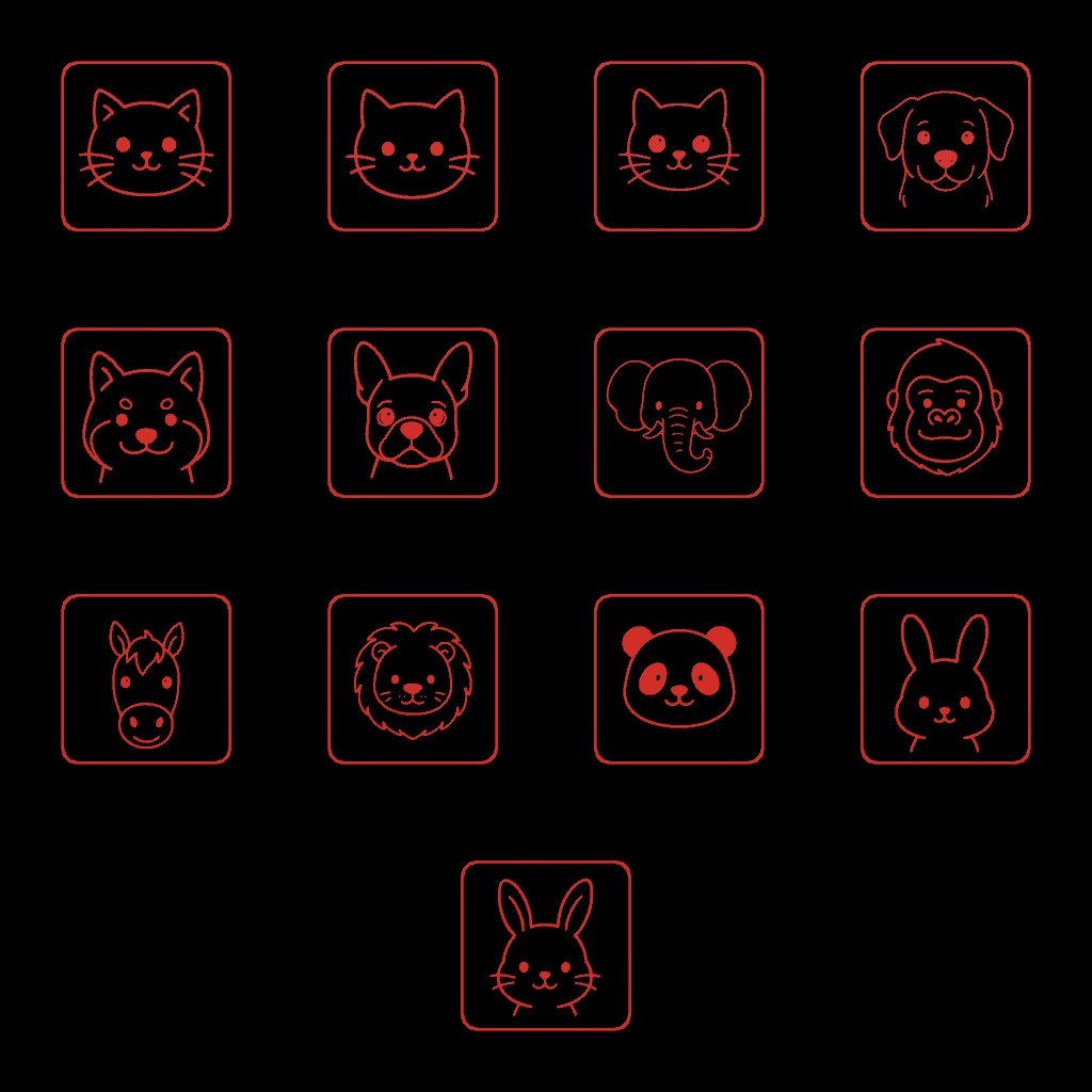 動物スタンプセット 絵柄13種×枠形状3種