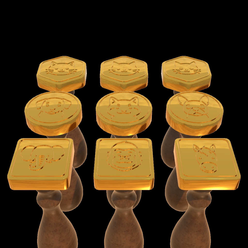 動物スタンプセット 絵柄13種×枠形状3種