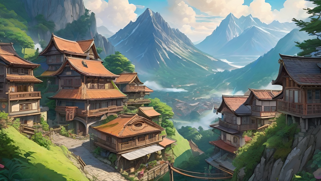 山の中の街 背景素材 1920 x 1080 （39枚）セール中