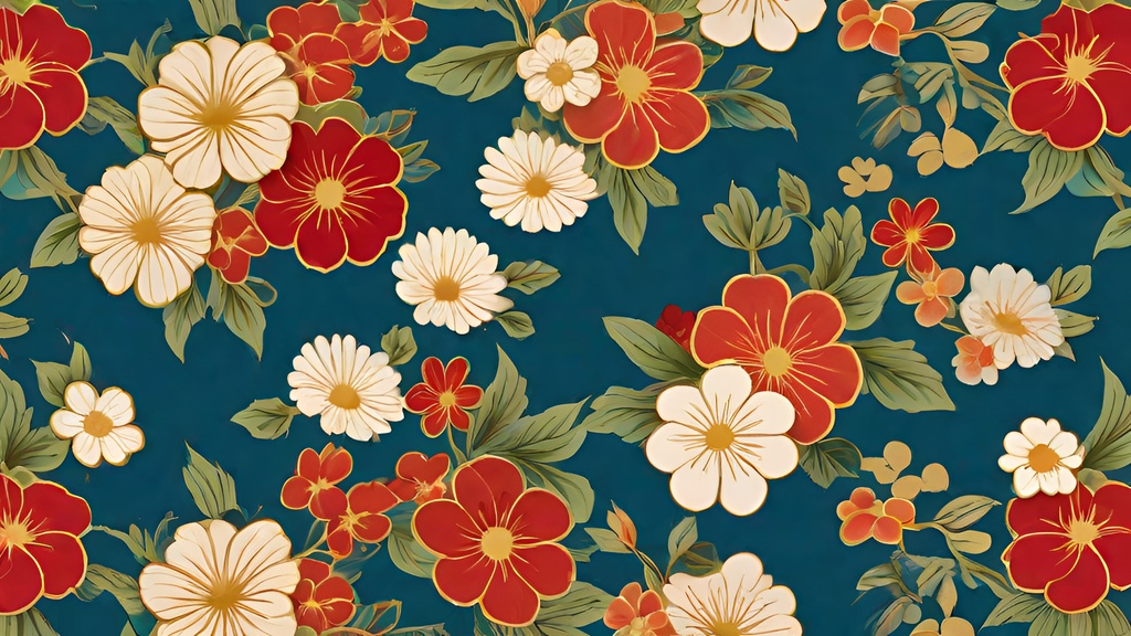 レトロな花柄模様 1920 x 1080 （40枚）セール中