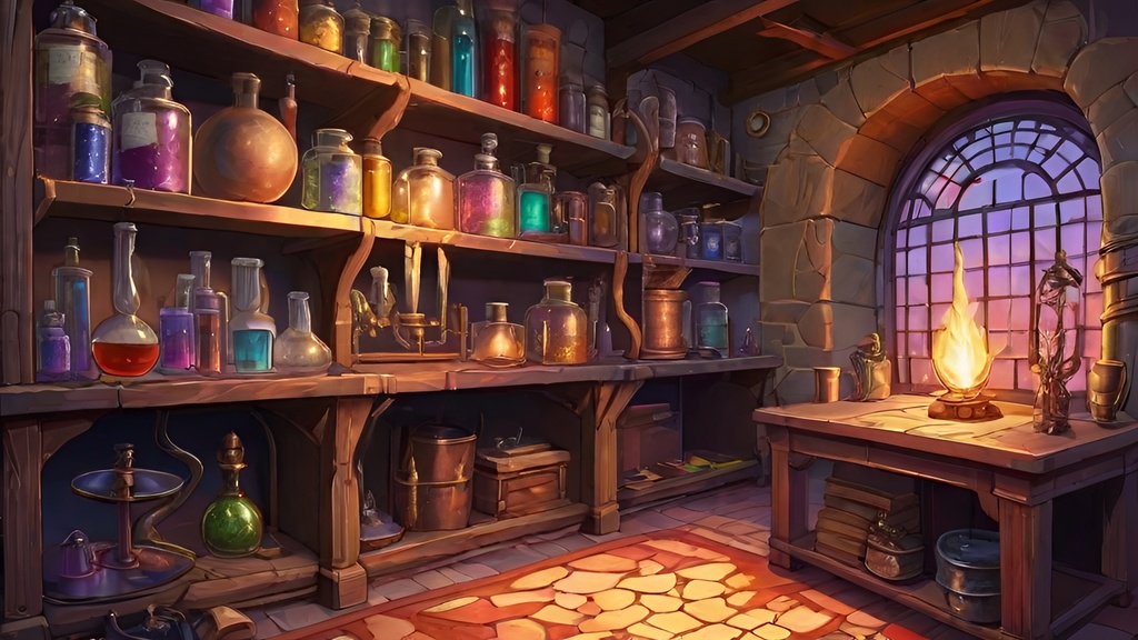 ファンタジー風魔法使いのラボ 背景画像 1920x1080(40枚)