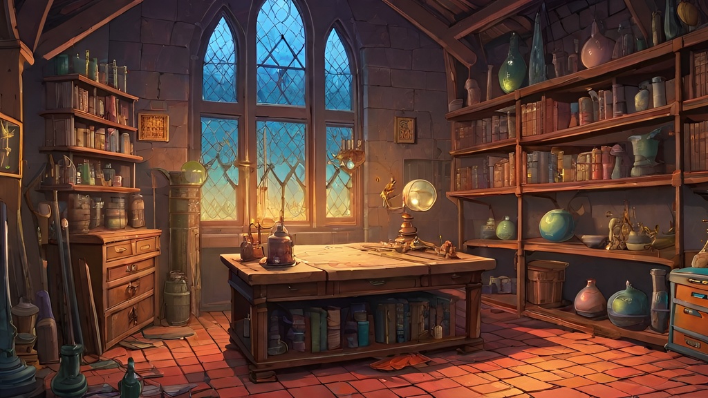ファンタジー風魔法使いのラボ　背景画像 1920x1080（40枚）