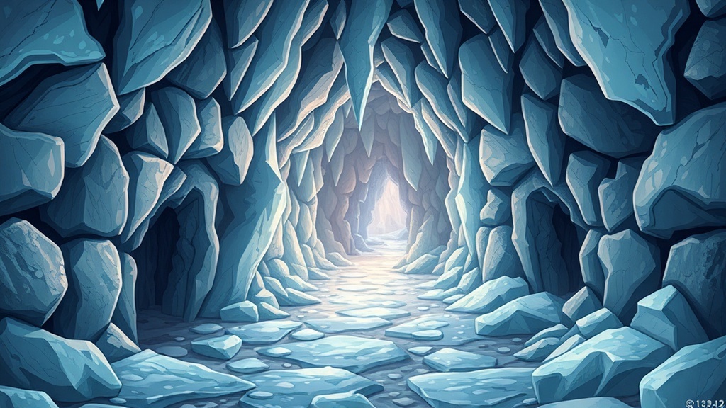 氷の城、氷のダンジョン洞窟、氷山 アニメ風 背景素材 1920x1080 (40枚)