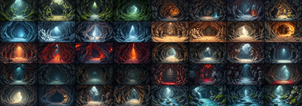 洞窟 背景素材まとめパック アニメ風 背景素材 1920x1080(10種 計40枚)